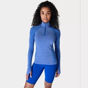 Sweaty Betty Athlete Seamless Half Zip Long Sleeve Top Size 10 NWT